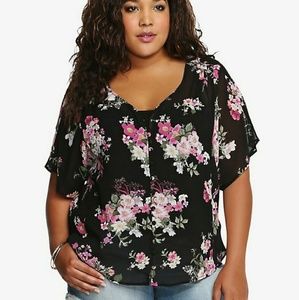Floral Button Up Chiffon Kimono Torrid size 3